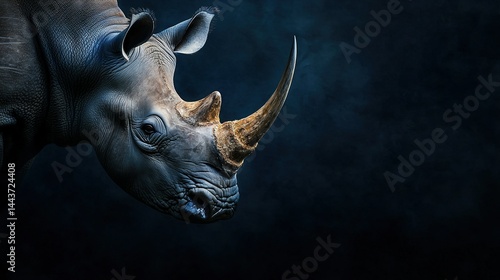   Close-up of Rhino Head with Open Mouth and Tongue Out