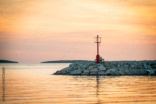 sunset on the sea in fazana in istria