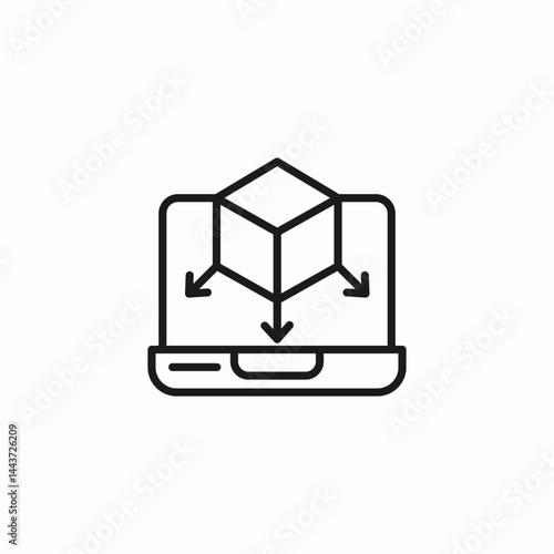 cube transfer laptop icon sign vector