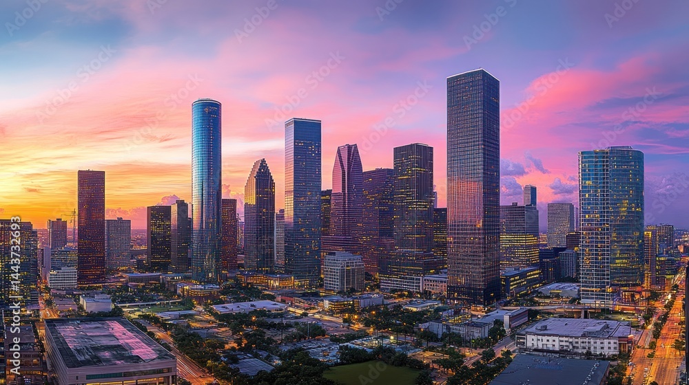 Obraz premium Houston Skyline Sunset