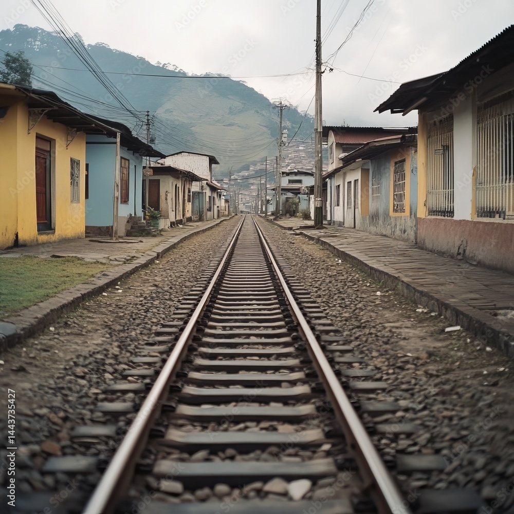 Fototapeta premium Railroad in Alausi, Ecuador.