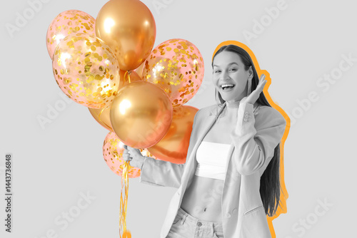 Happy young woman with air ...