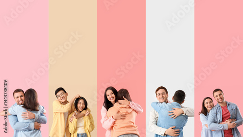 Set of young happy people o...
