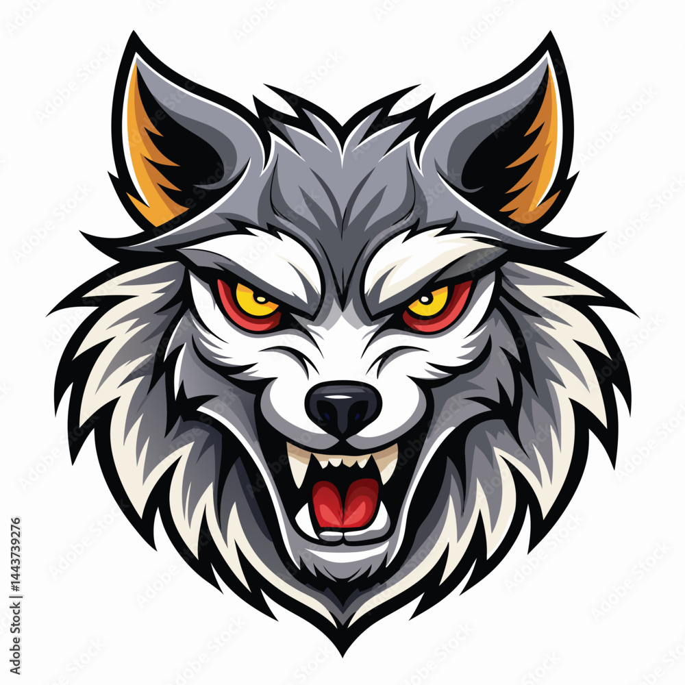Fototapeta premium Angry wolf head graphic