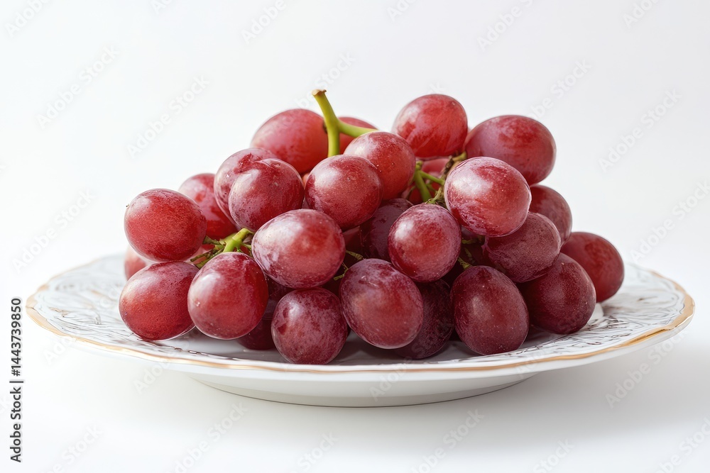 Red grapes on a plate. AI generated illustration. Red grapes on a plate. AI generated illustration.