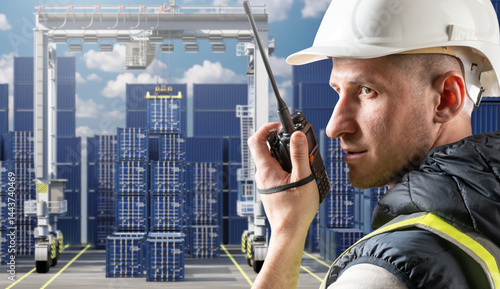 Worker in hard hat using wa...