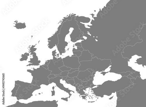 Infographic map of the European continent with political divisions