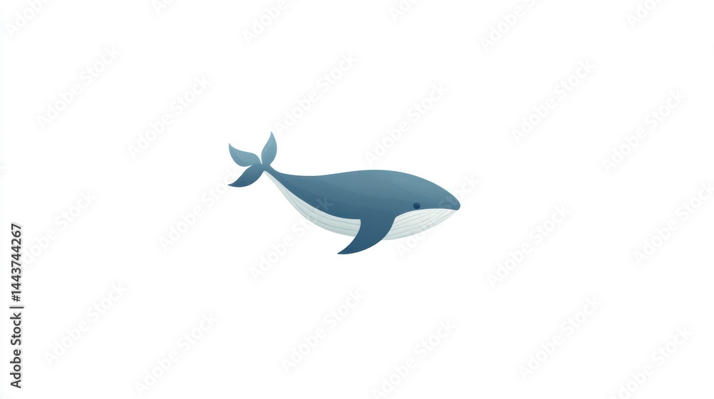 Obraz premium Whale Swimming in Ocean Marine Life Illustration Underwater Creature Sea Animal Design Vect