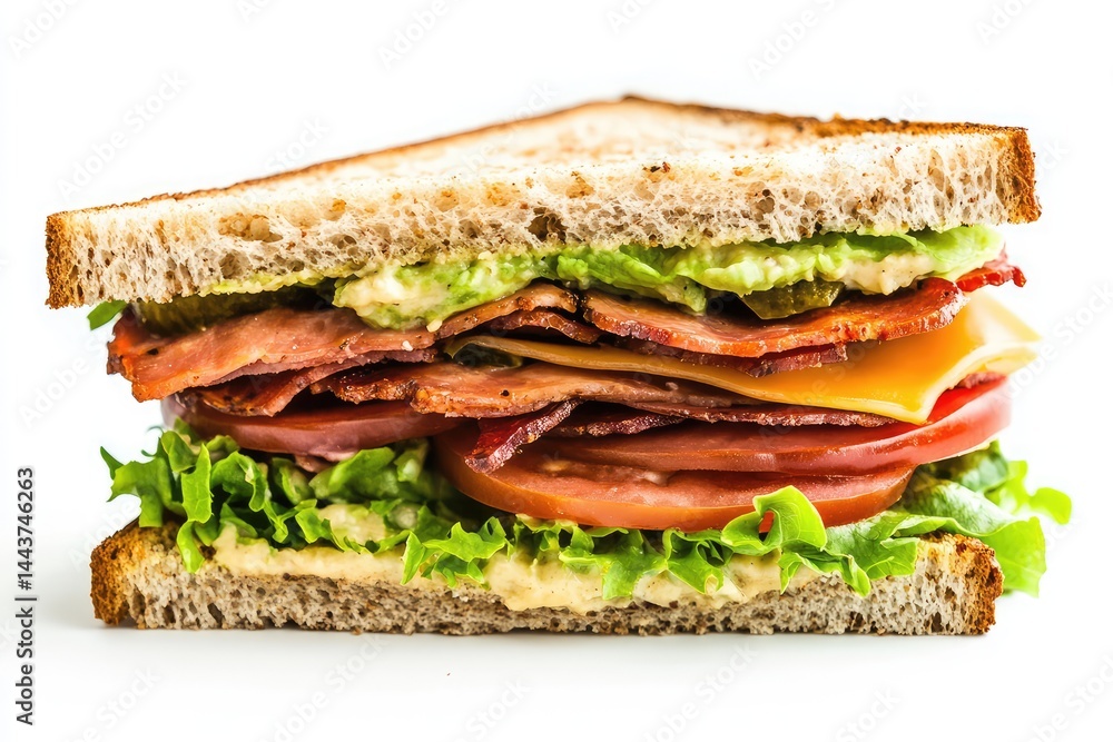 Sandwich, white background. AI generated illustration. Sandwich, white background. AI generated illustration.
