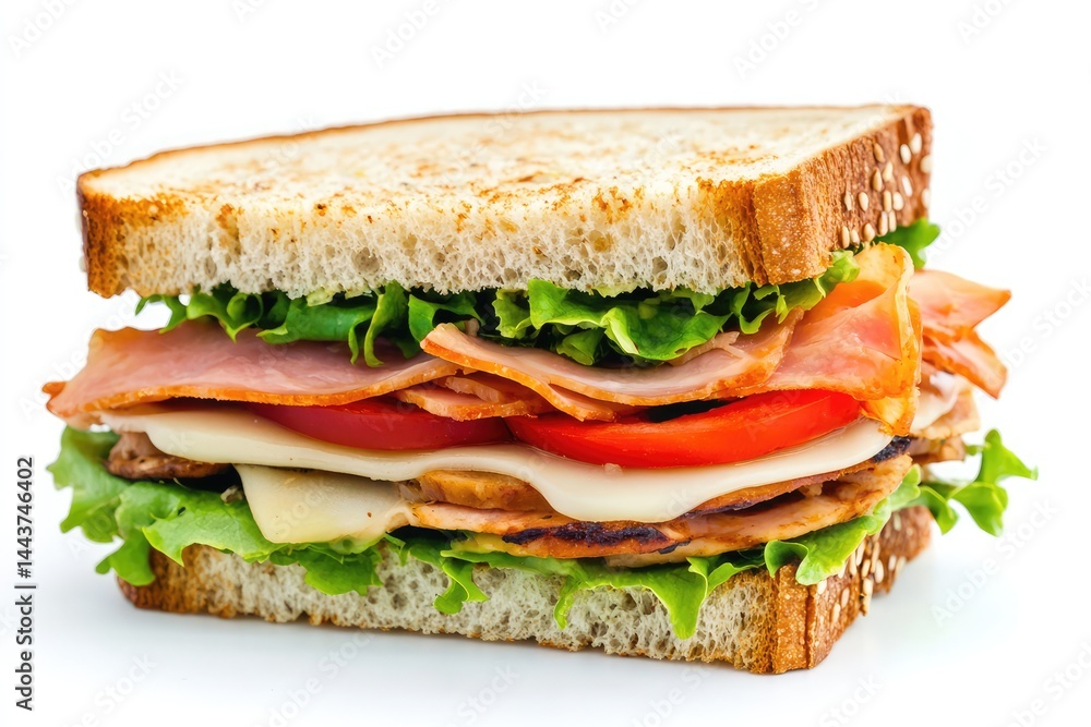 Sandwich, white background. AI generated illustration. Sandwich, white background. AI generated illustration.