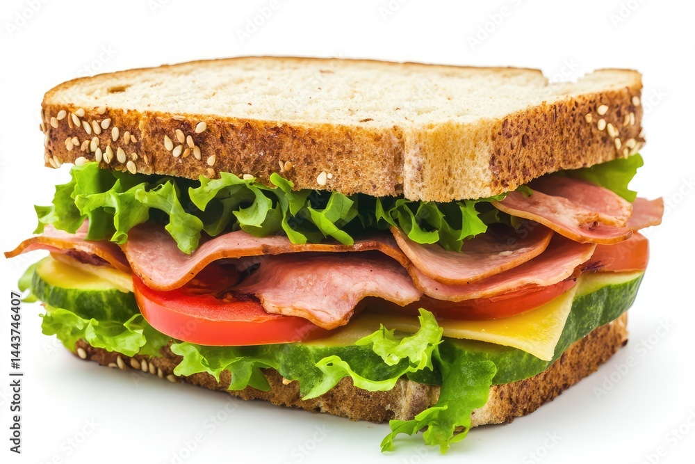 Sandwich, white background. AI generated illustration. Sandwich, white background. AI generated illustration.
