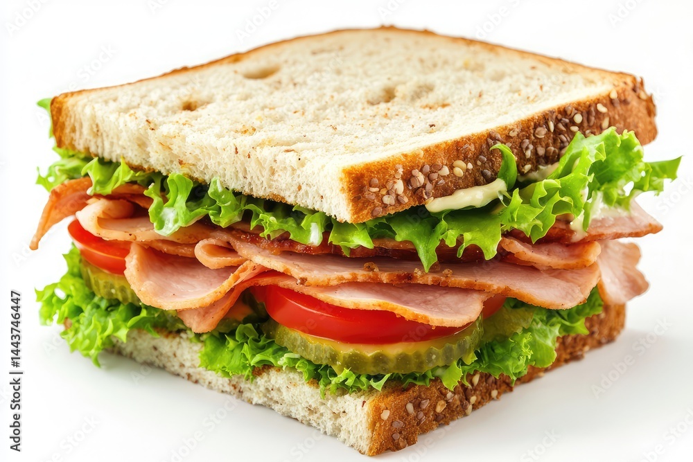 Sandwich, white background. AI generated illustration. Sandwich, white background. AI generated illustration.