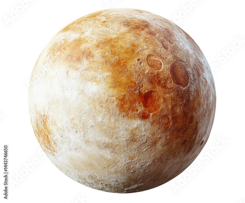 Billede på lærred Exploring the mysterious surface of pluto outer space planet isolated on transpa