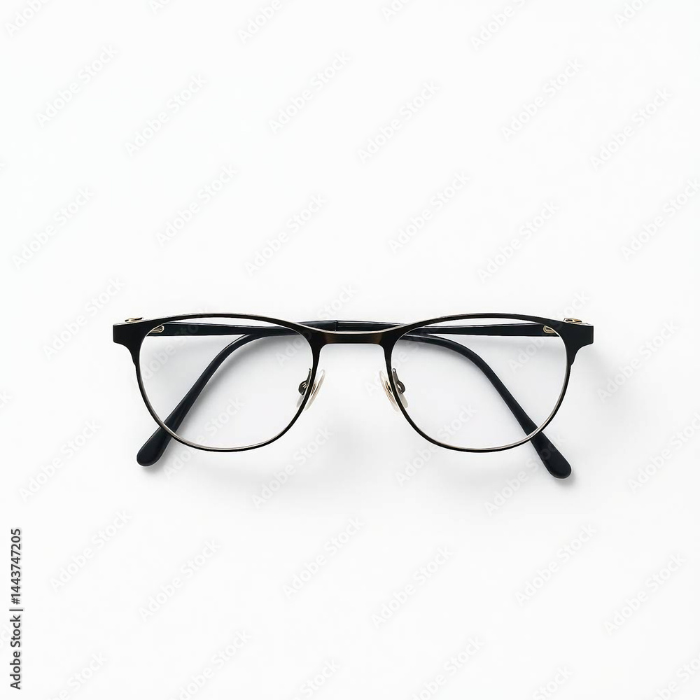 Overhead Bird’s-Eye View of Black-Rimmed Eyeglasses on White Background in Earth Tones and Muted Colors
Overhead Bird’s-Eye View of Black-Rimmed Eyeglasses on White Background in Earth Tones and Muted Colors