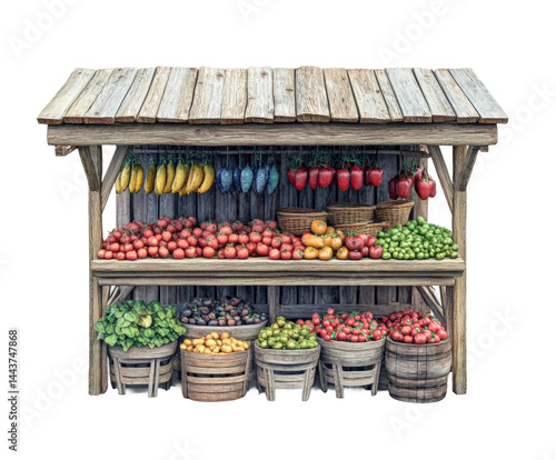 Valokuva Fresh fruit market stand location colorful display vibrant atmosphere isolated o