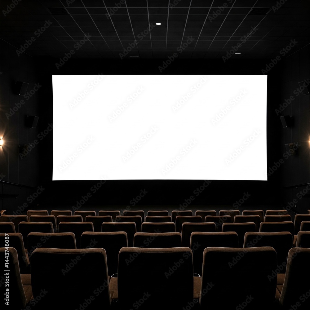 Fototapeta premium empty cinema auditorium with mock screen