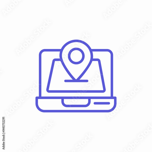 laptop location marker icon sign vector