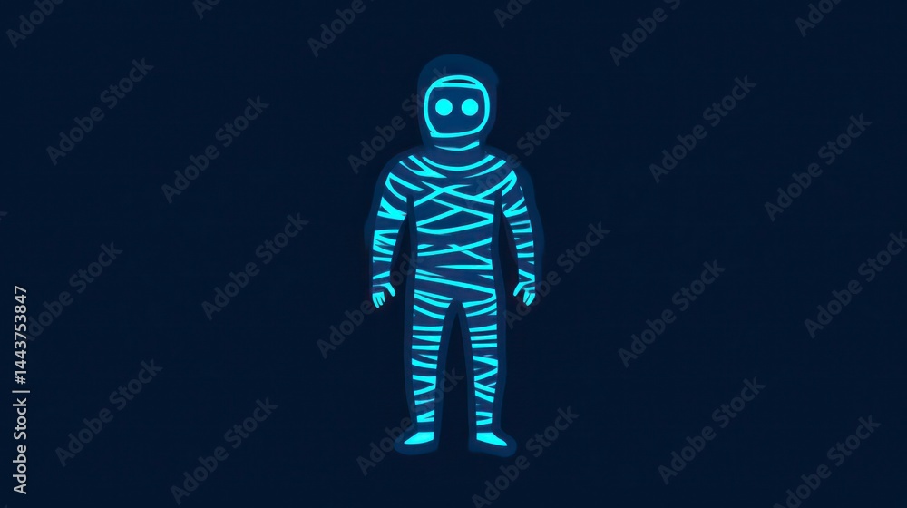 Glowing Mummy Figure in Dark Background Halloween Horror and Mystery Design Element Glowing Mummy Figure in Dark Background Halloween Horror and Mystery Design Element