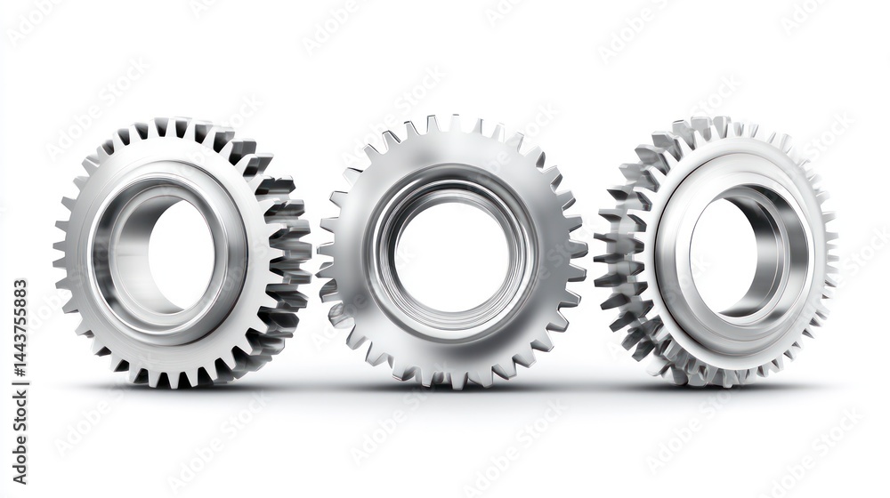 Three Metallic Gears in Motion Precision Engineering and Industrial Machinery Components for D Three Metallic Gears in Motion Precision Engineering and Industrial Machinery Components for D