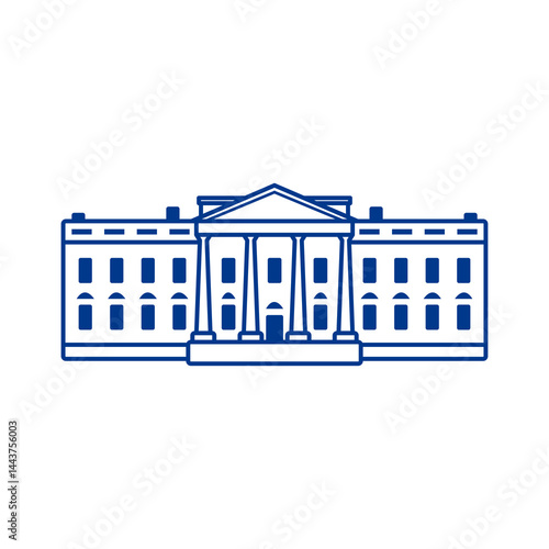 Simple Line Art Illustration of the White House