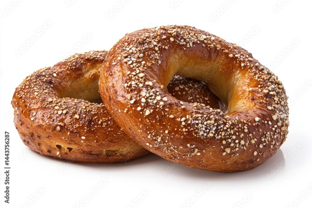 Simit, white background. AI generated illustration. Simit, white background. AI generated illustration.