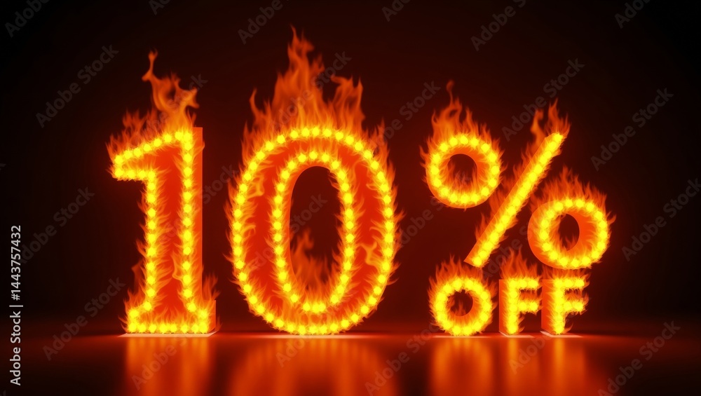 Bold fiery 10 off promotion graphic Bold fiery 10 off promotion graphic