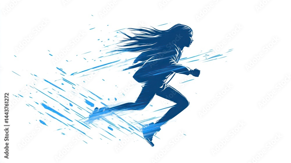 Dynamic Silhouette of a Runner in Motion Abstract Blue Speed Lines Vector Illustration Dynamic Silhouette of a Runner in Motion Abstract Blue Speed Lines Vector Illustration
