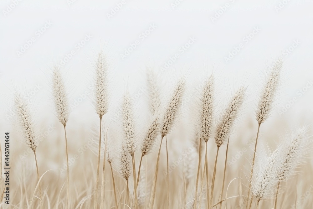 Soft white grass blades dance lightly in the air as a serene summer day unfolds in an open field Soft white grass blades dance lightly in the air as a serene summer day unfolds in an open field