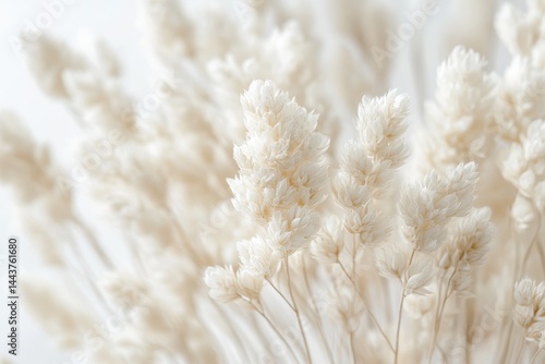 Delicate and soft blades of grass gently sway in the breeze, set against a blurred background, during a peaceful afternoon