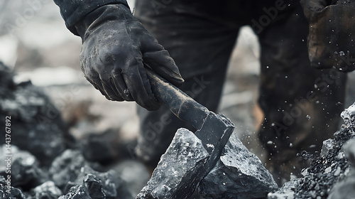 Wallpaper Mural Miner Breaking Coal with a Pickaxe Torontodigital.ca