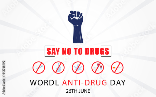 Say no to drugs poster template with fist icon, world anti drug day banner