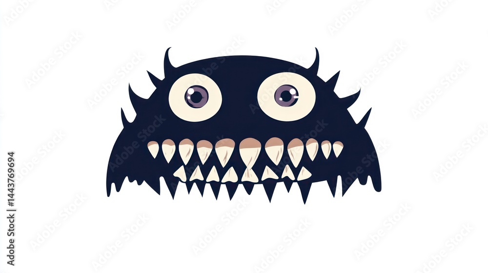Cartoon Monster with Big Eyes and Sharp Teeth Cute Halloween Character Design Spooky Yet Frie Cartoon Monster with Big Eyes and Sharp Teeth Cute Halloween Character Design Spooky Yet Frie
