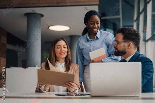 Wallpaper Mural Business people collaborating on project in modern office Torontodigital.ca