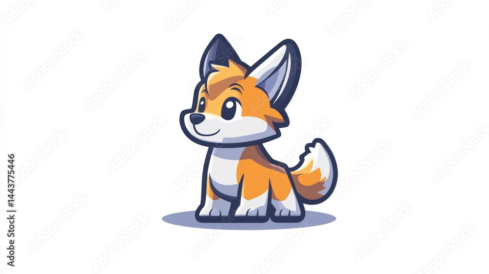 Obraz premium Adorable Cartoon Fox Character with Playful Expression and Vibrant Colors Ideal for Childrens