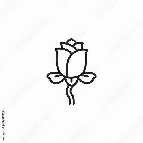 romantic rose bud icon sign vector