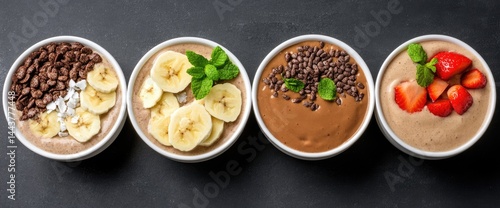 Smoothie bowls breakfast food colorful toppings healthy lifestyle choice