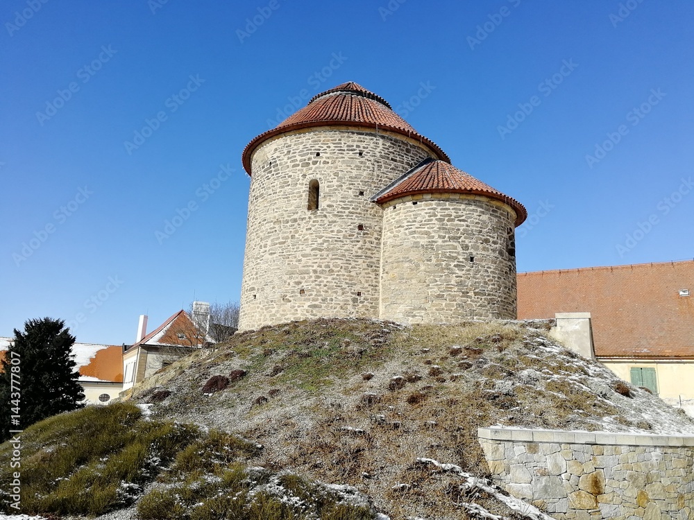 Romanesque rotunda church in Znojmo, historic Czech landmark with round structure and medieval religious architecture. Romanesque rotunda church in Znojmo, historic Czech landmark with round structure and medieval religious architecture.