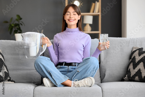Happy young woman meditatin...