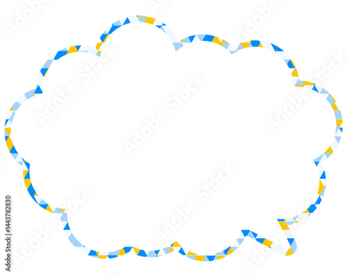 ステンドグラス風吹き出し　三角形模様　丸みのある雲形