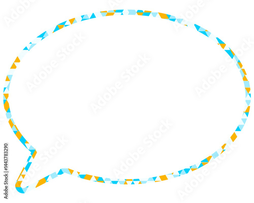 ステンドグラス風吹き出し　三角形模様　丸形