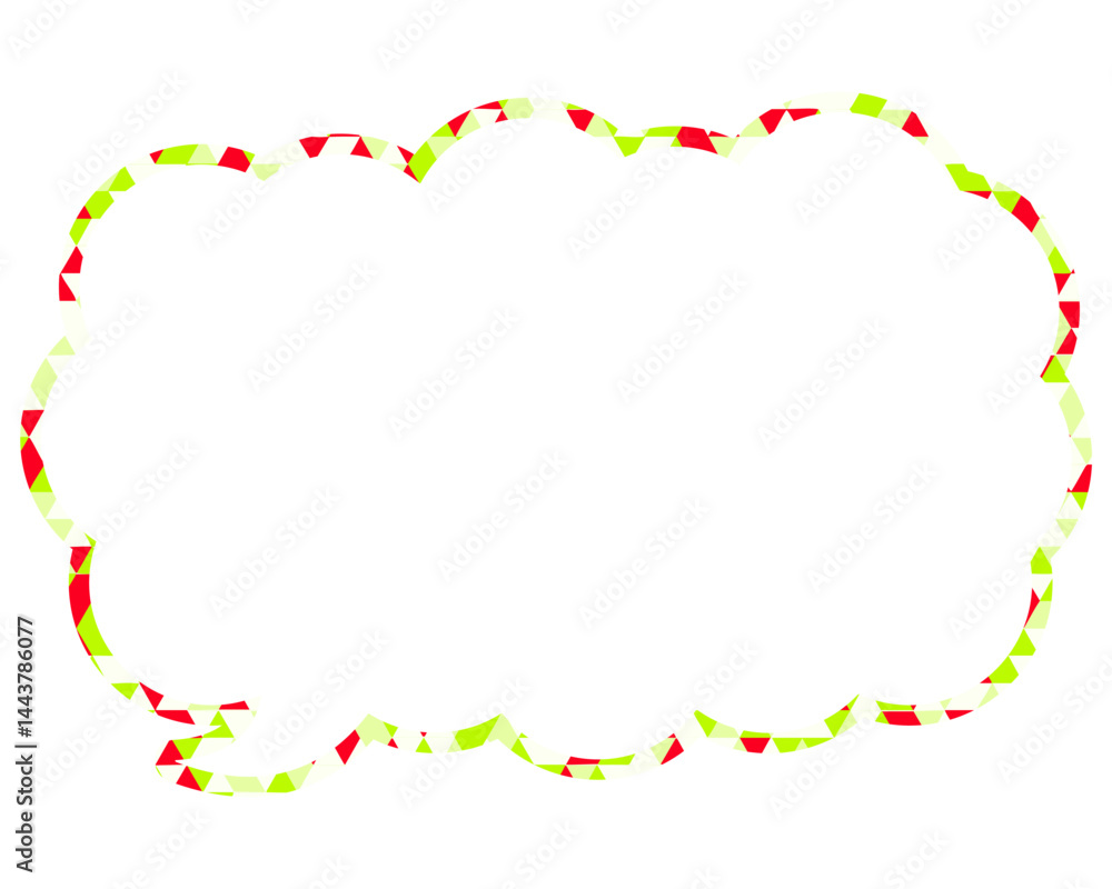 Obraz premium ステンドグラス風吹き出し 三角形模様 細長い雲形