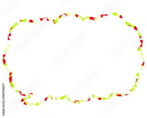 ステンドグラス風吹き出し　三角形模様　細長い雲形