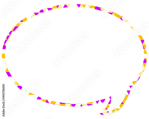 ステンドグラス風吹き出し　三角形模様　丸形