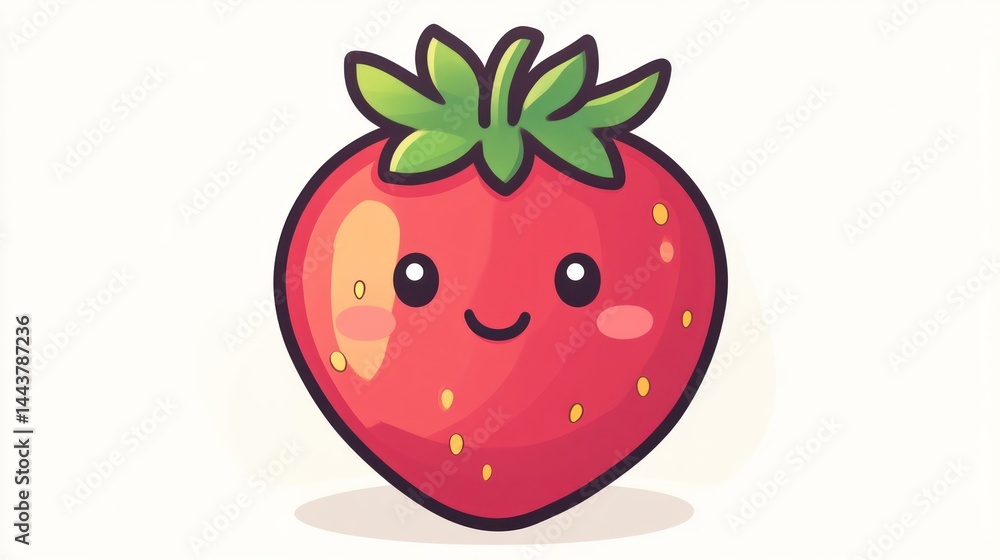 Obraz premium A cheerful cartoon strawberry with a friendly face perfect for food health and fun designs