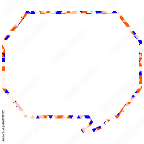 ステンドグラス風吹き出し　三角形模様　角のある八角形