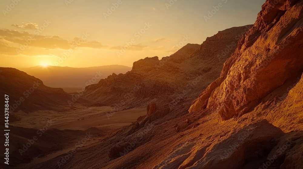 Naklejka premium Negev Desert rocks at sunrise: Stunning landscape.