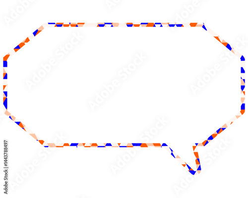 ステンドグラス風吹き出し　三角形模様　細長い八角形