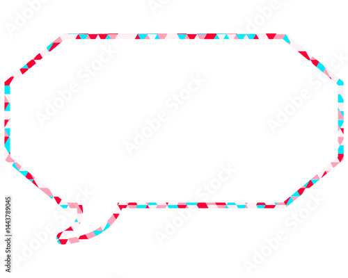 ステンドグラス風吹き出し　三角形模様　細長い八角形