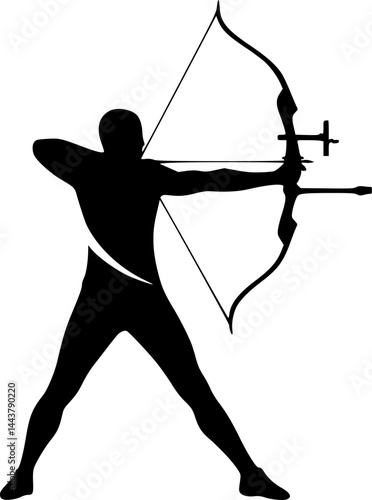 Strong archer vector black silhouette 