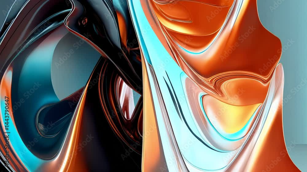 Dynamic forms intertwine to create an engaging sculpture that showcases fluid movement and a striking blend of metallic colors against a simple backdrop. A visual exploration of modern artistry